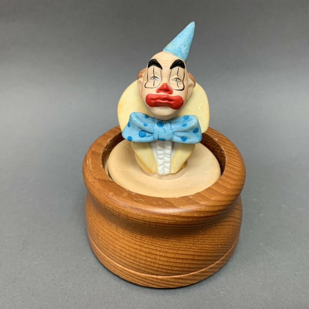 Vintage Clown Rotating Music Box Westland Send In The Clowns Made In Taiwan